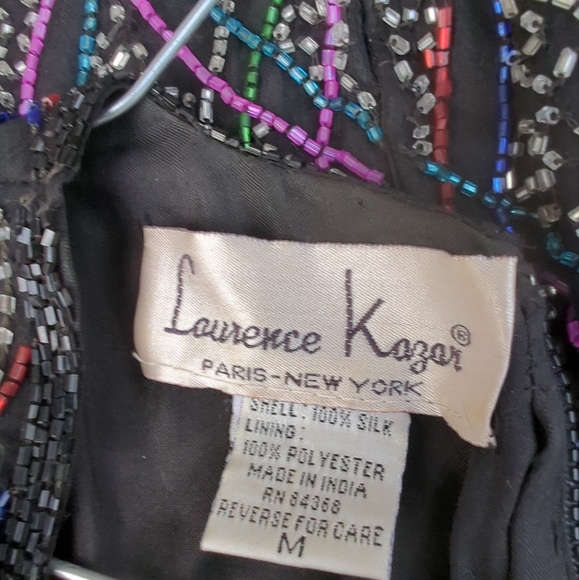 Lawrence Kazar of Paris Stunning Beaded  Blouse Top Zipper Neckline Multi Color - Picture 2 of 9